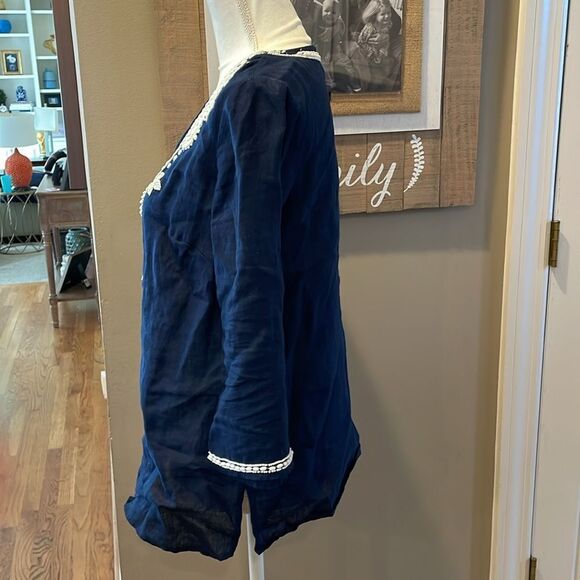 Linen Embroidered Luxury Tunic Top - Picture 6 of 11